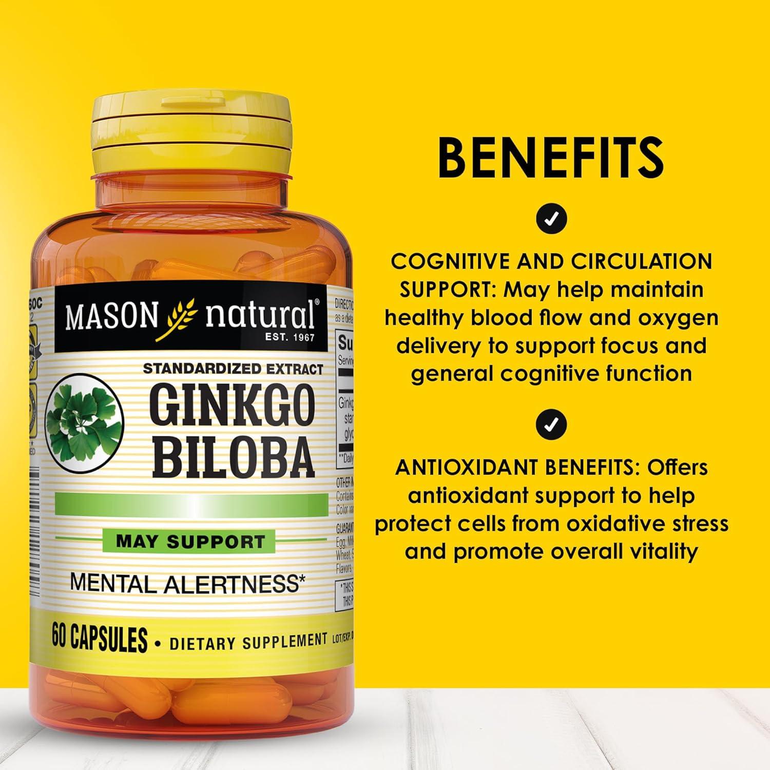 Suplemento Ginkgo Biloba Mason Natural 60 Cápsulas