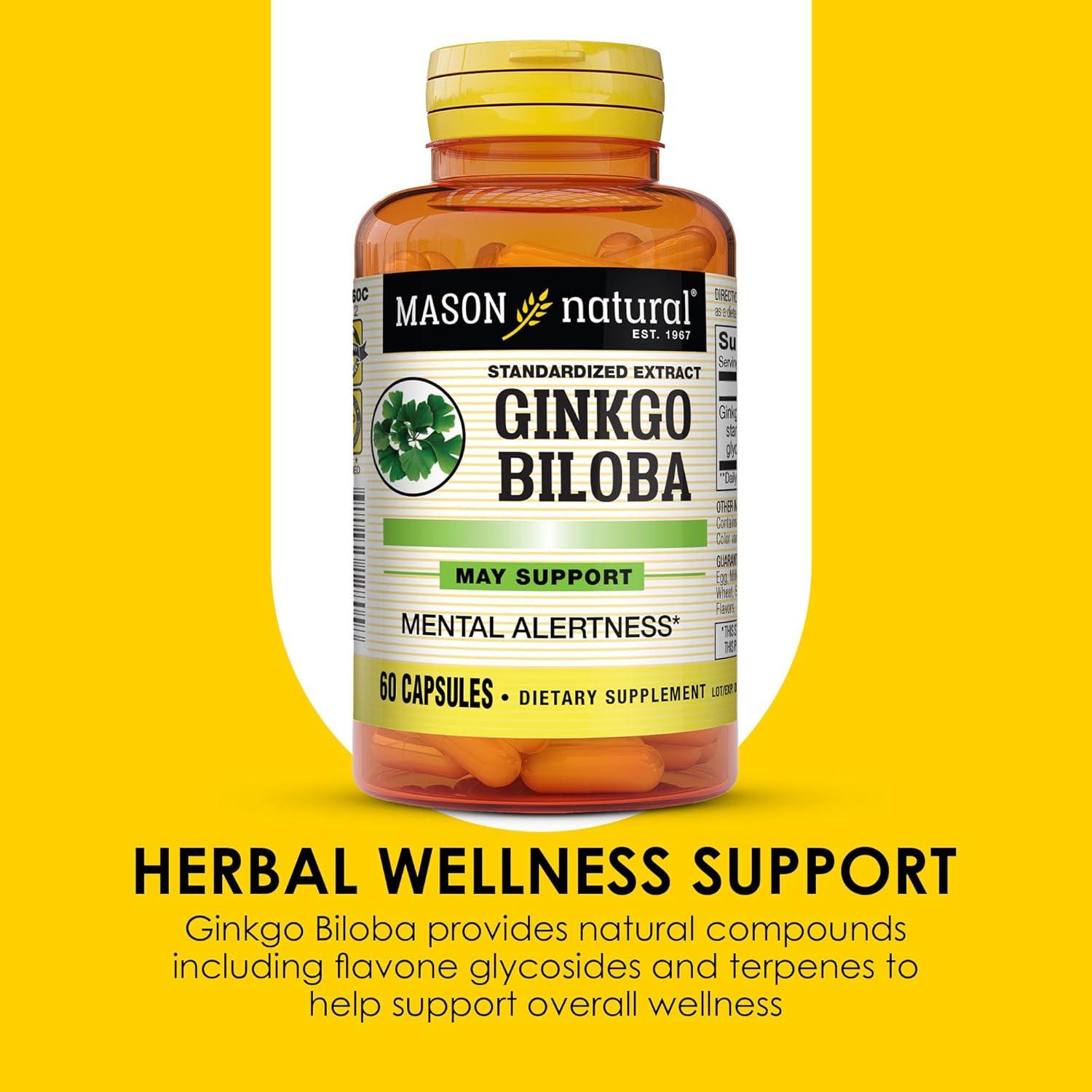 Suplemento Ginkgo Biloba Mason Natural 60 Cápsulas
