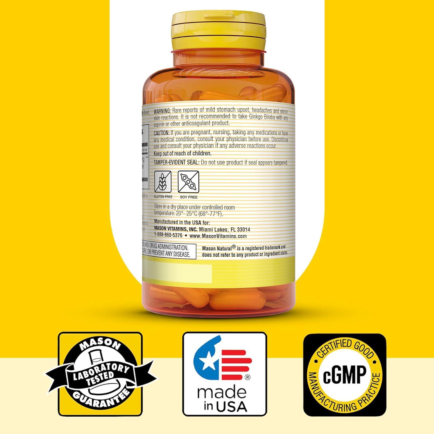 Suplemento Ginkgo Biloba Mason Natural 60 Cápsulas