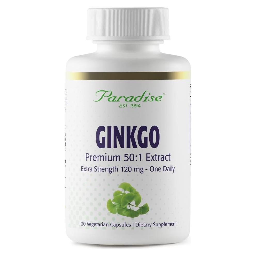 Extracto de Ginkgo Biloba Paradise Herbs, 120 Cápsulas Veganas