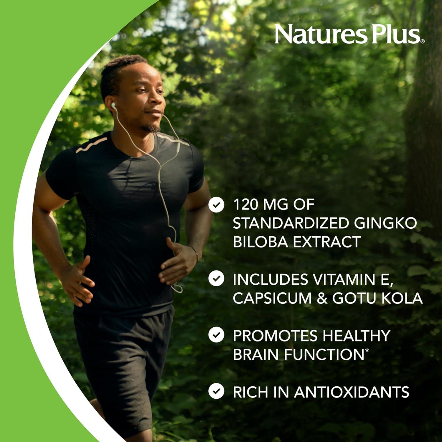 Suplemento Ginkgo Biloba NaturesPlus 120 mg 60 Cápsulas Veganas