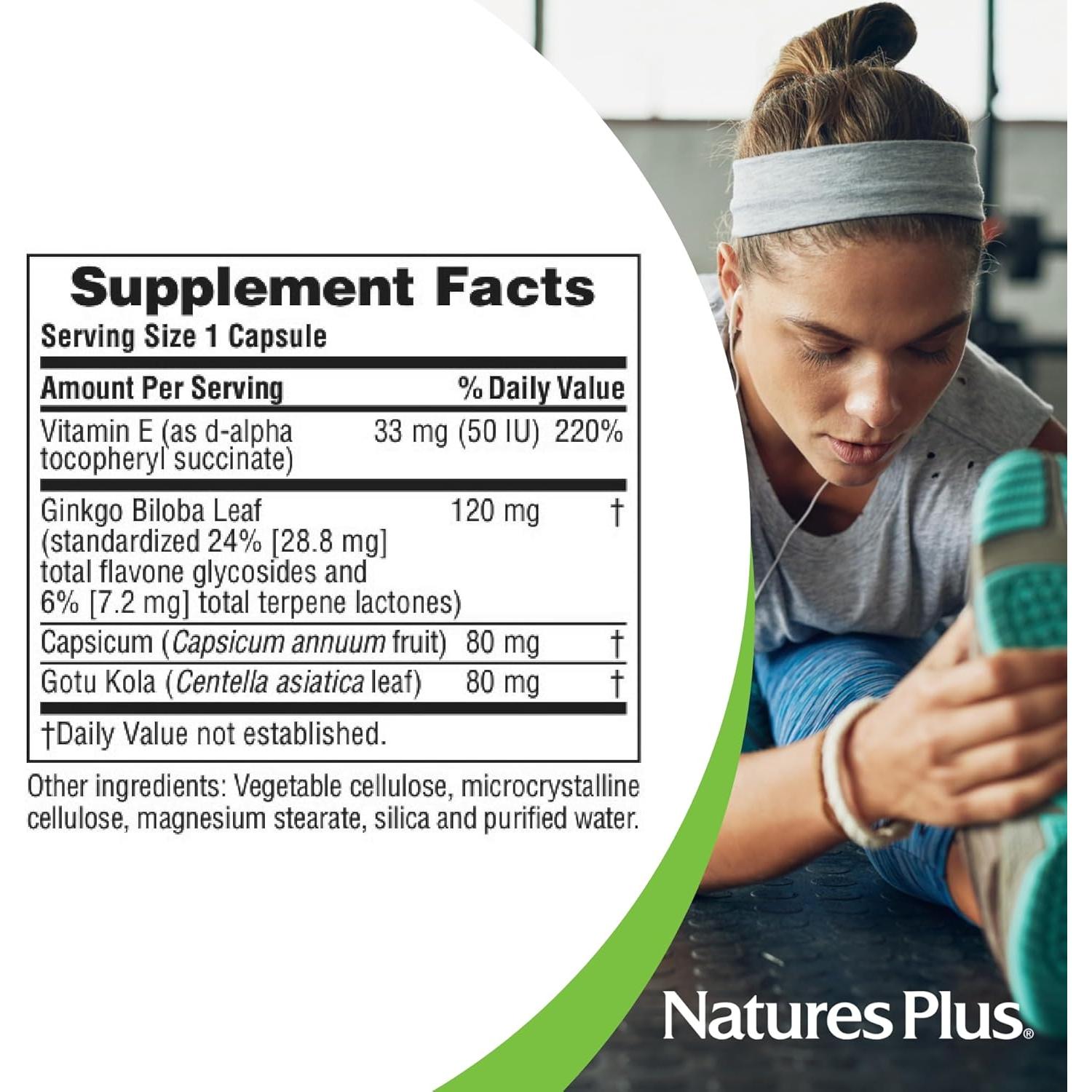 Suplemento Ginkgo Biloba NaturesPlus 120 mg 60 Cápsulas Veganas