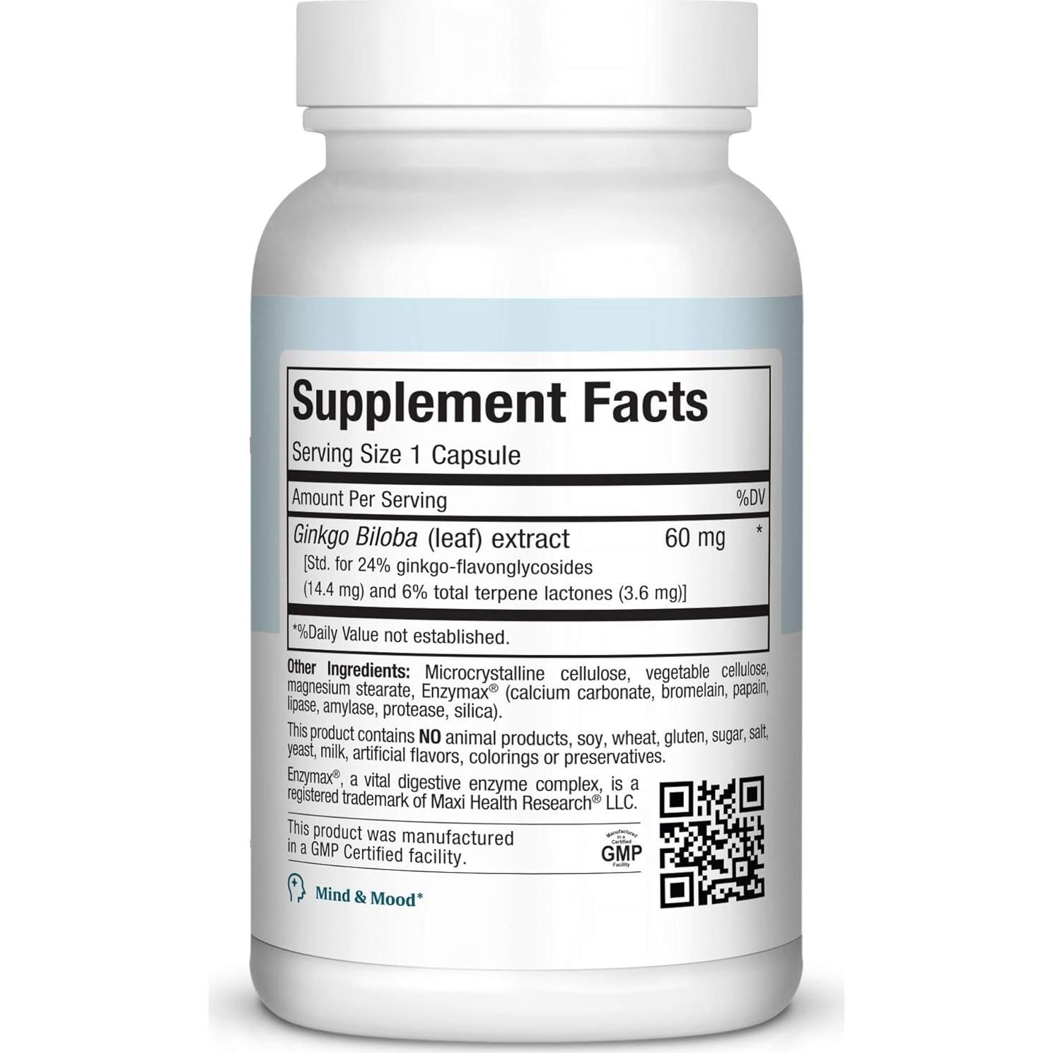 Maxi Health Ginkgo Biloba 90 Cápsulas - Apoyo Cerebral y Circulación