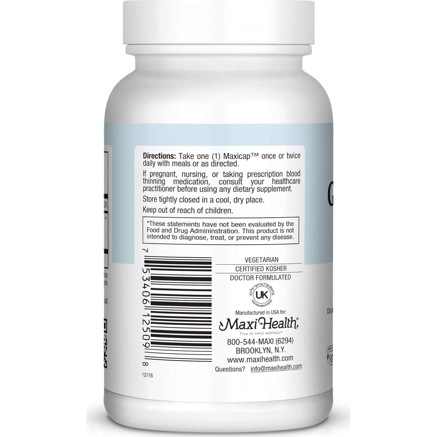 Maxi Health Ginkgo Biloba 90 Cápsulas - Apoyo Cerebral y Circulación