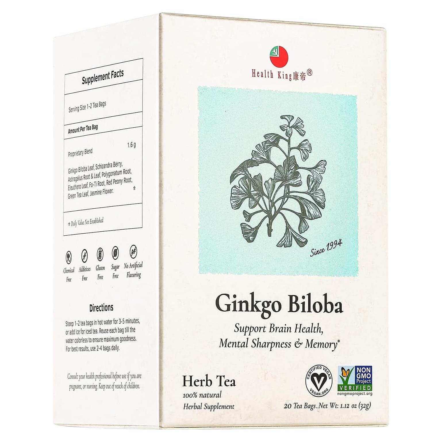 Té de Hierbas Ginkgo Biloba Health King - 20 Bolsitas