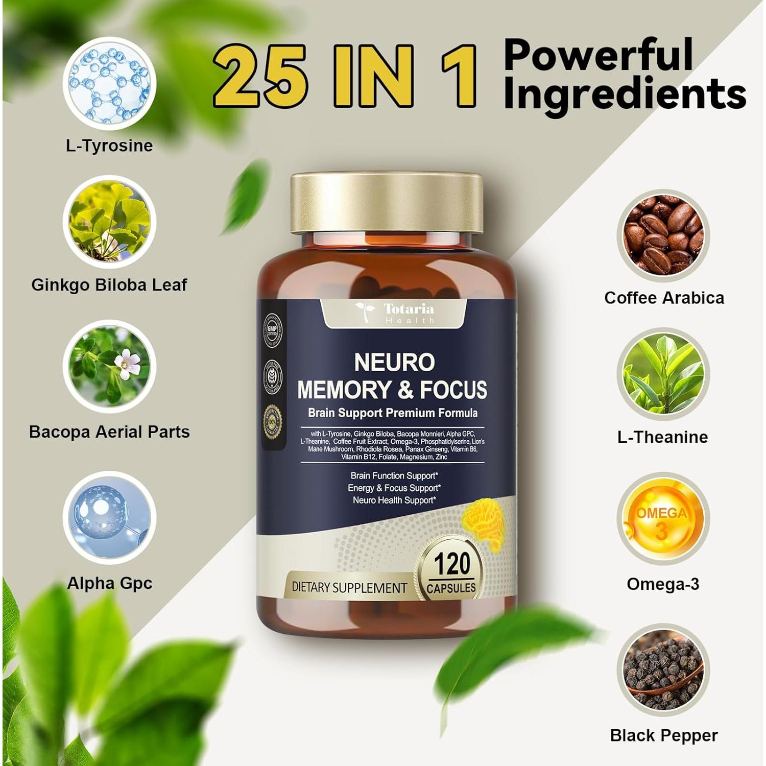 Suplemento Cognitivo 25 en 1 Totaria - Memoria y Enfoque