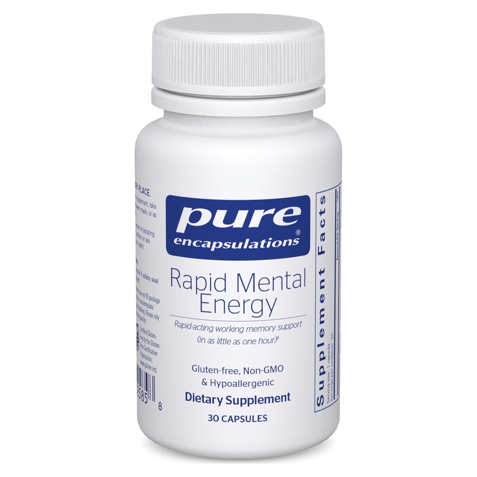 Suplemento Vegano Pure Encapsulations Energía Mental Rápida - 30 Cápsulas
