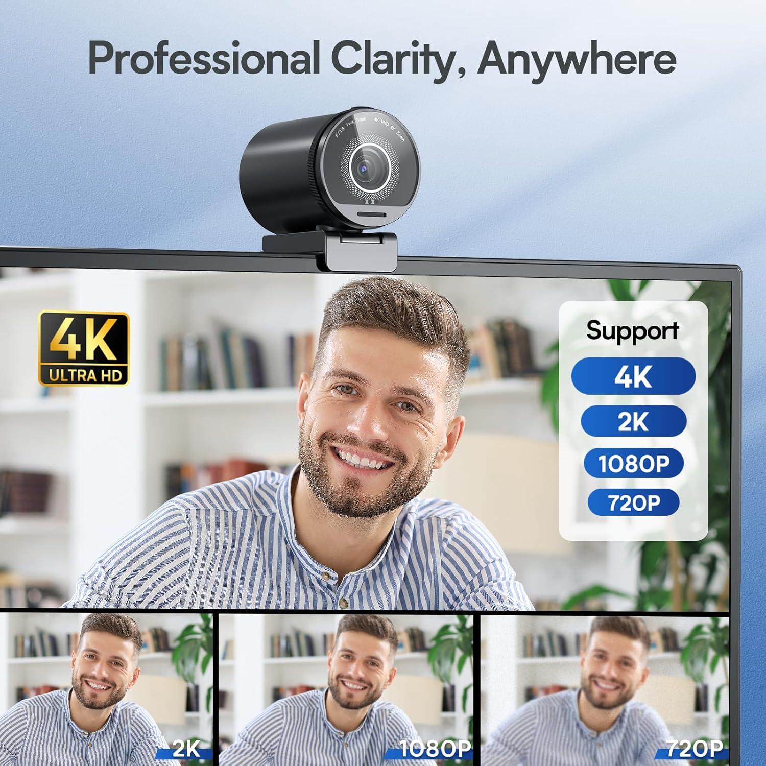EMEET SmartCam S800 4K Webcam con Doble Autofoco y HDR
