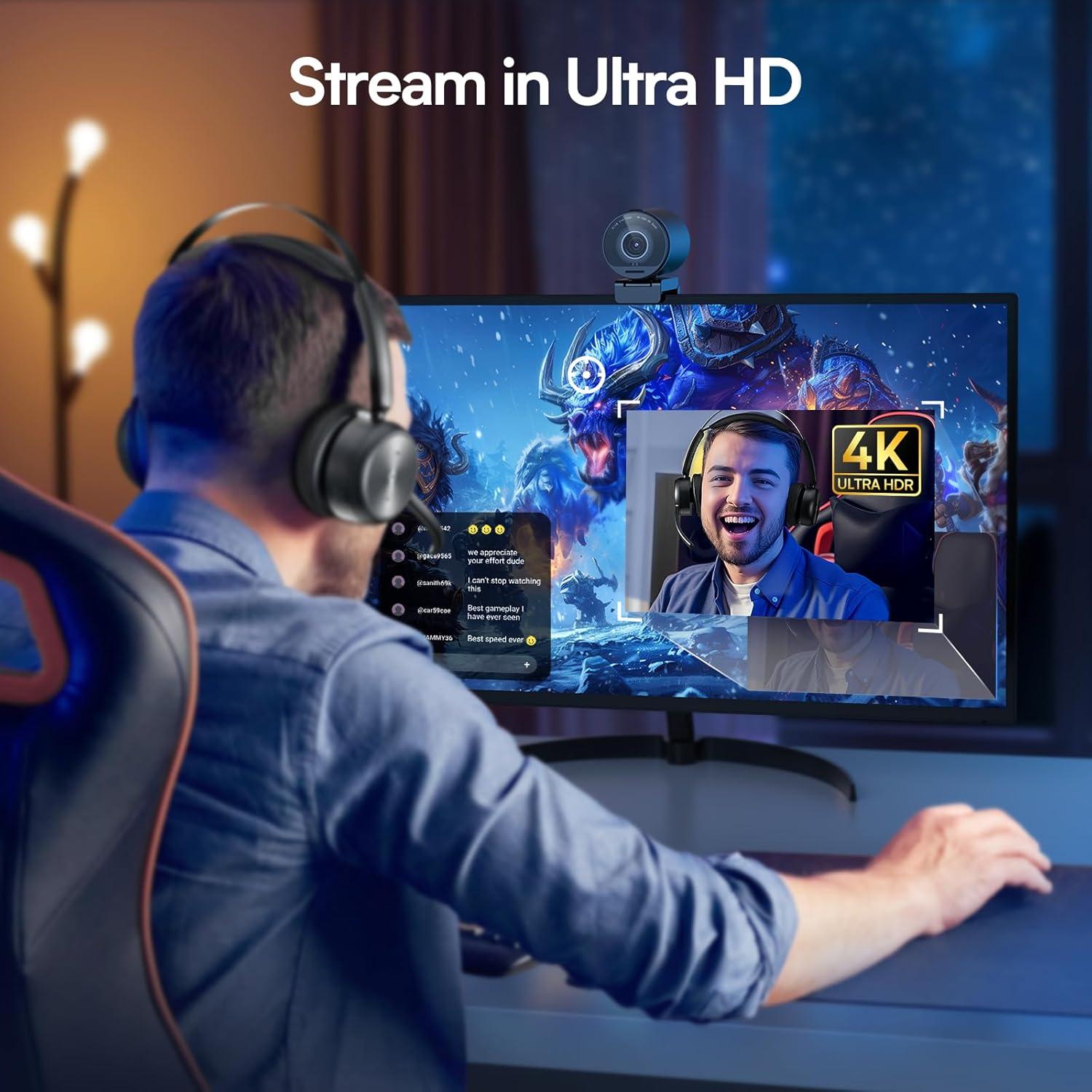 EMEET SmartCam S800 4K Webcam con Doble Autofoco y HDR