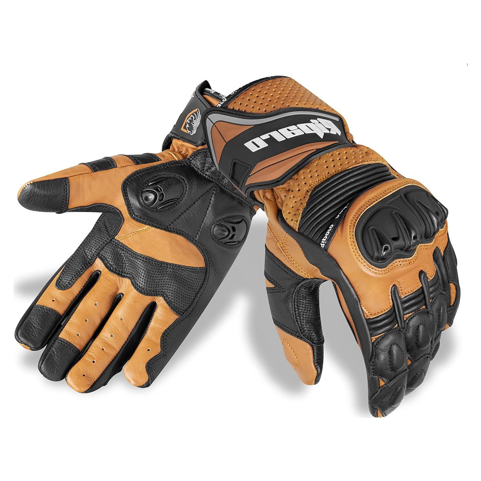 Guantes de Motocicleta Riparo de Cuero con Protección Táctil