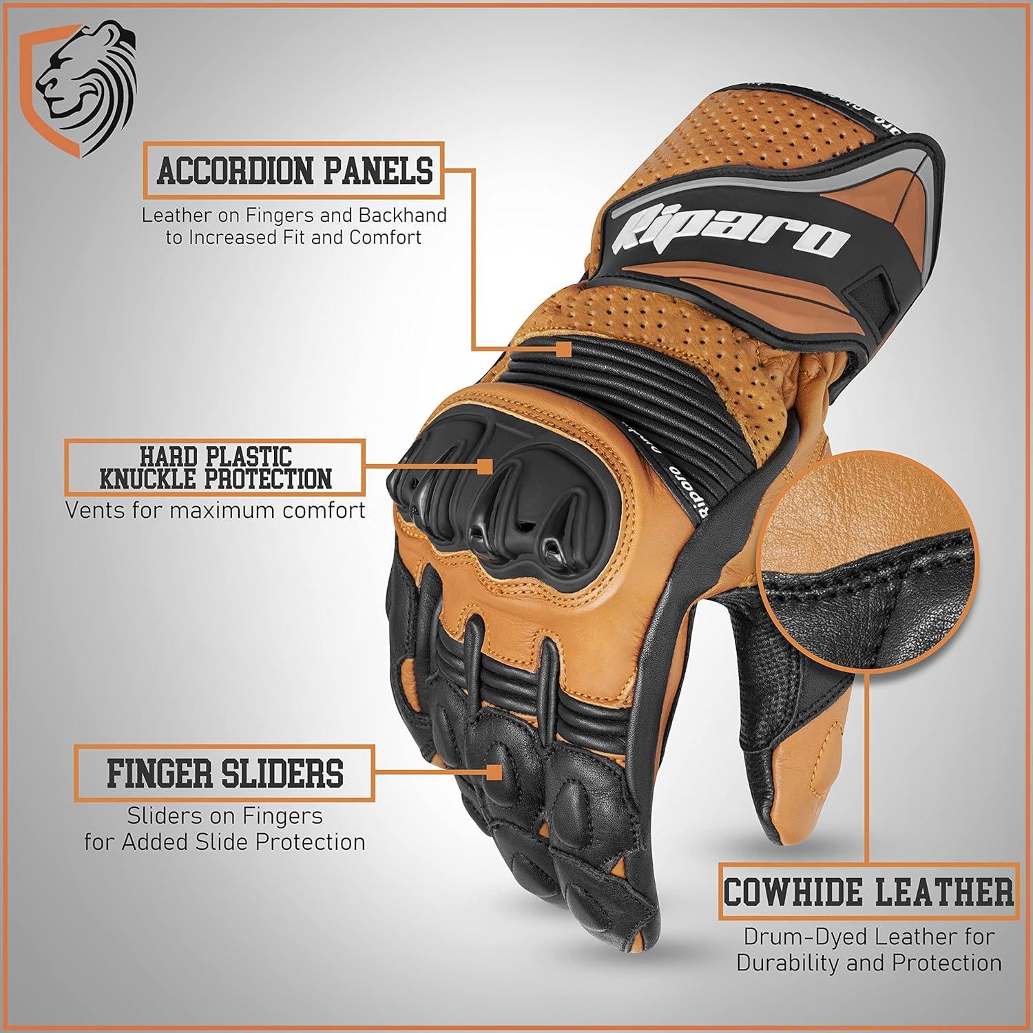 Guantes de Motocicleta Riparo de Cuero con Protección Táctil