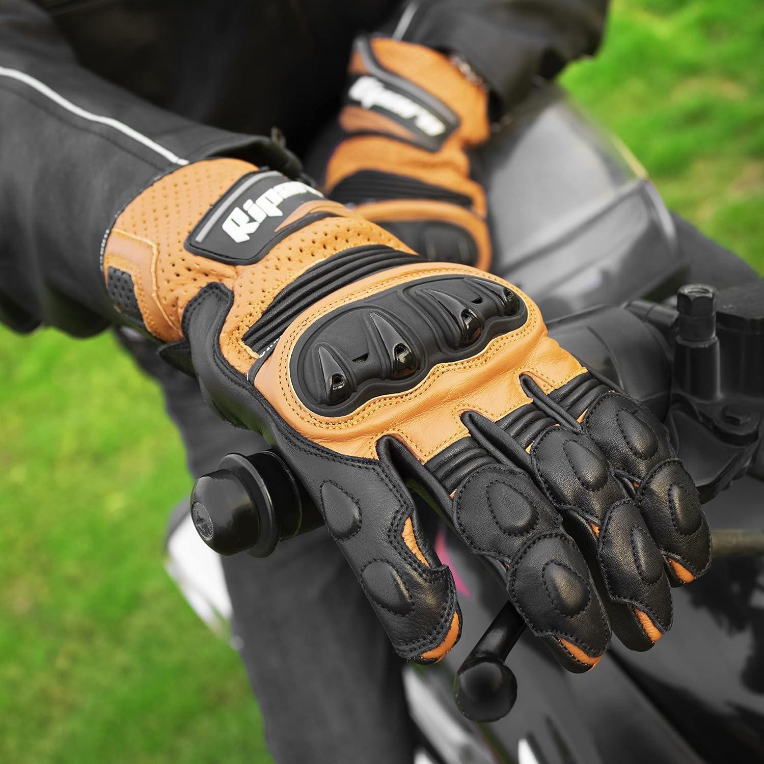 Guantes de Motocicleta Riparo de Cuero con Protección Táctil