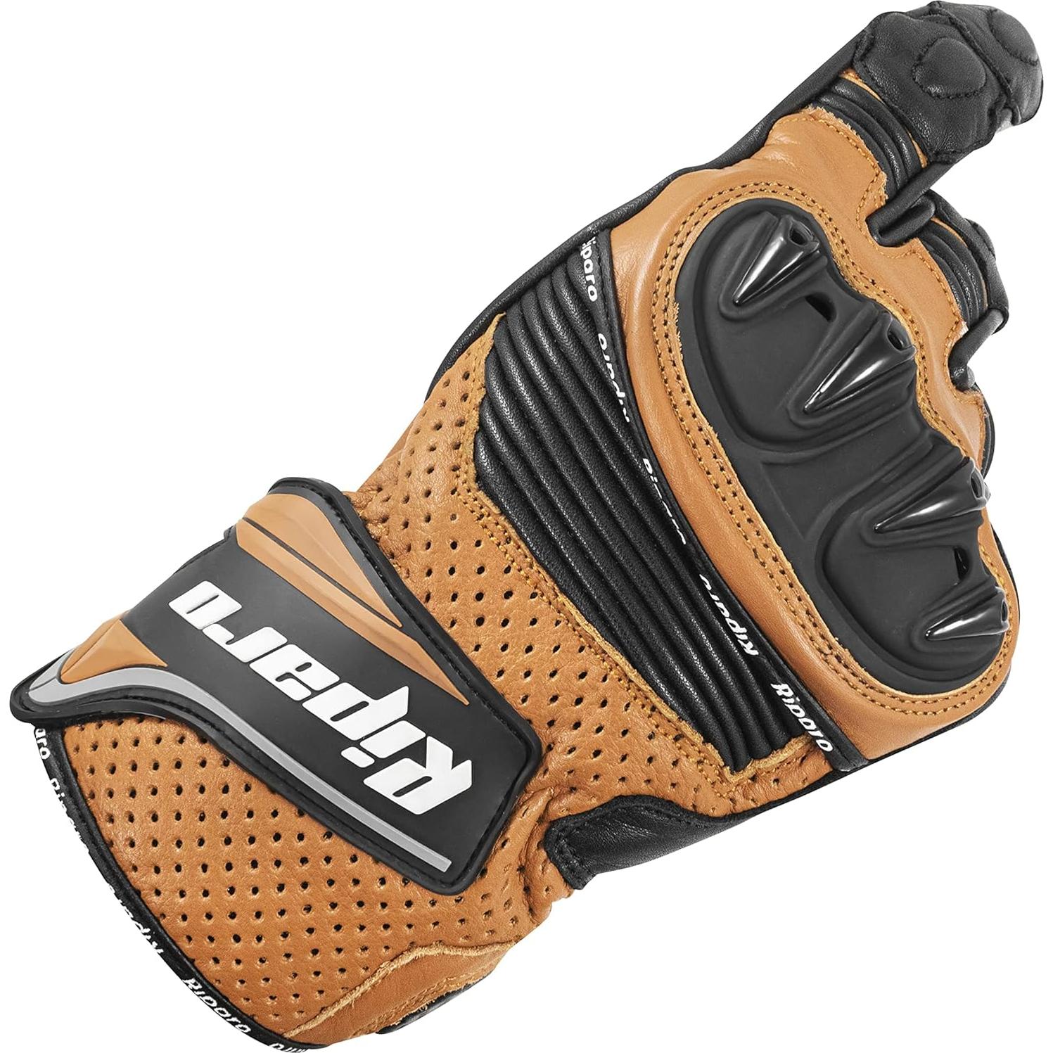 Guantes de Motocicleta Riparo de Cuero con Protección Táctil