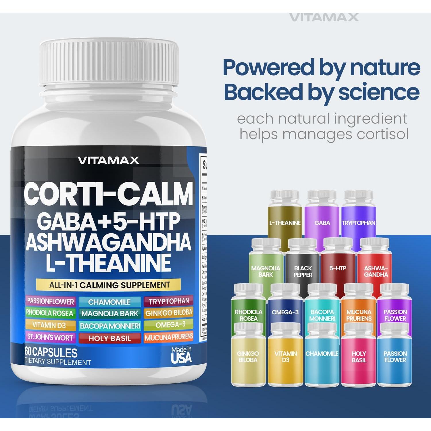 Suplemento Vitamax Calming 60ct - Cortisol, Ashwagandha, GABA