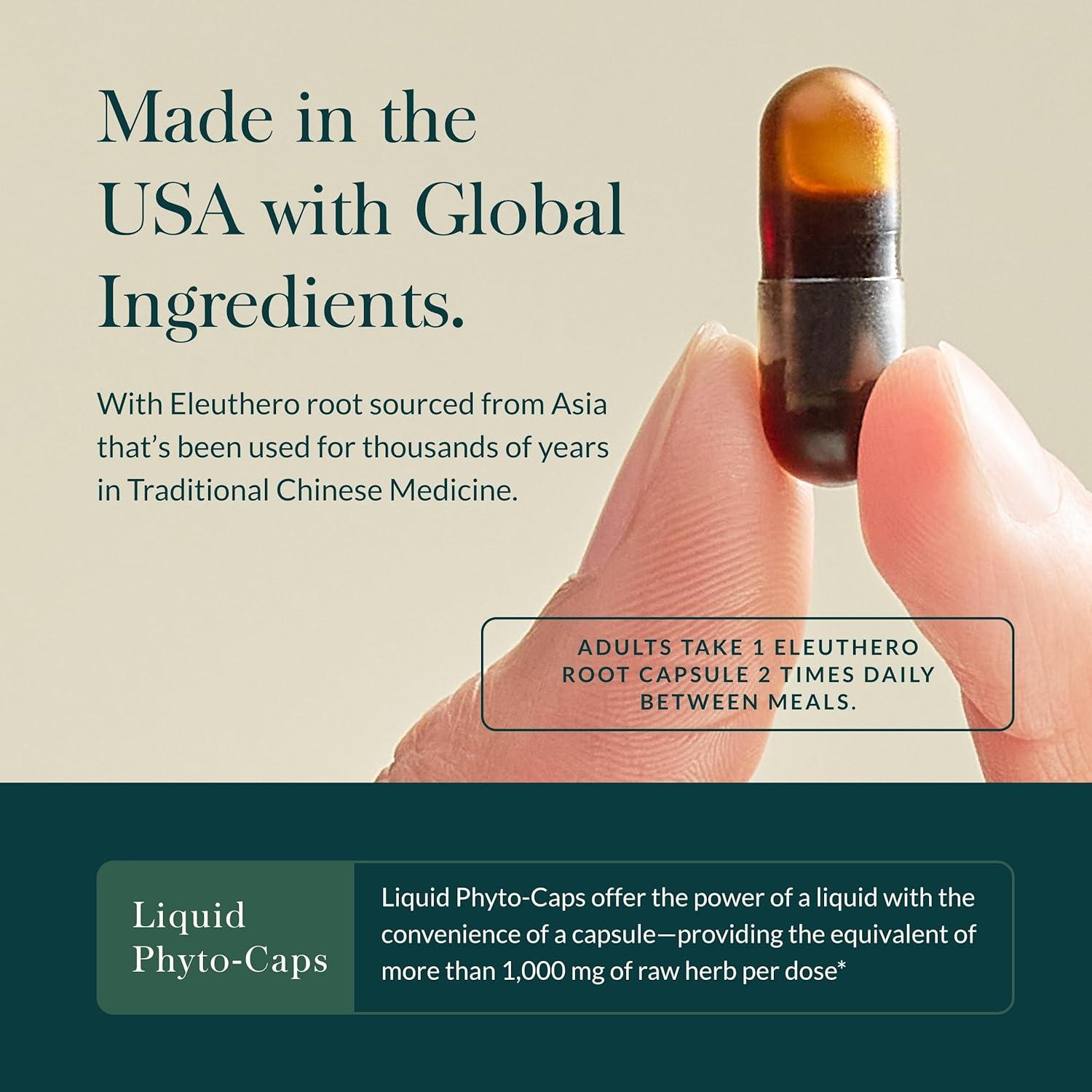 Raíz de Eleuthero Gaia Herbs - Suplemento Adaptógeno 60 Cápsulas