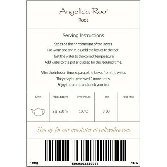 Té Orgánico de Raíz de Angélica Seco 100g - Valley of Tea