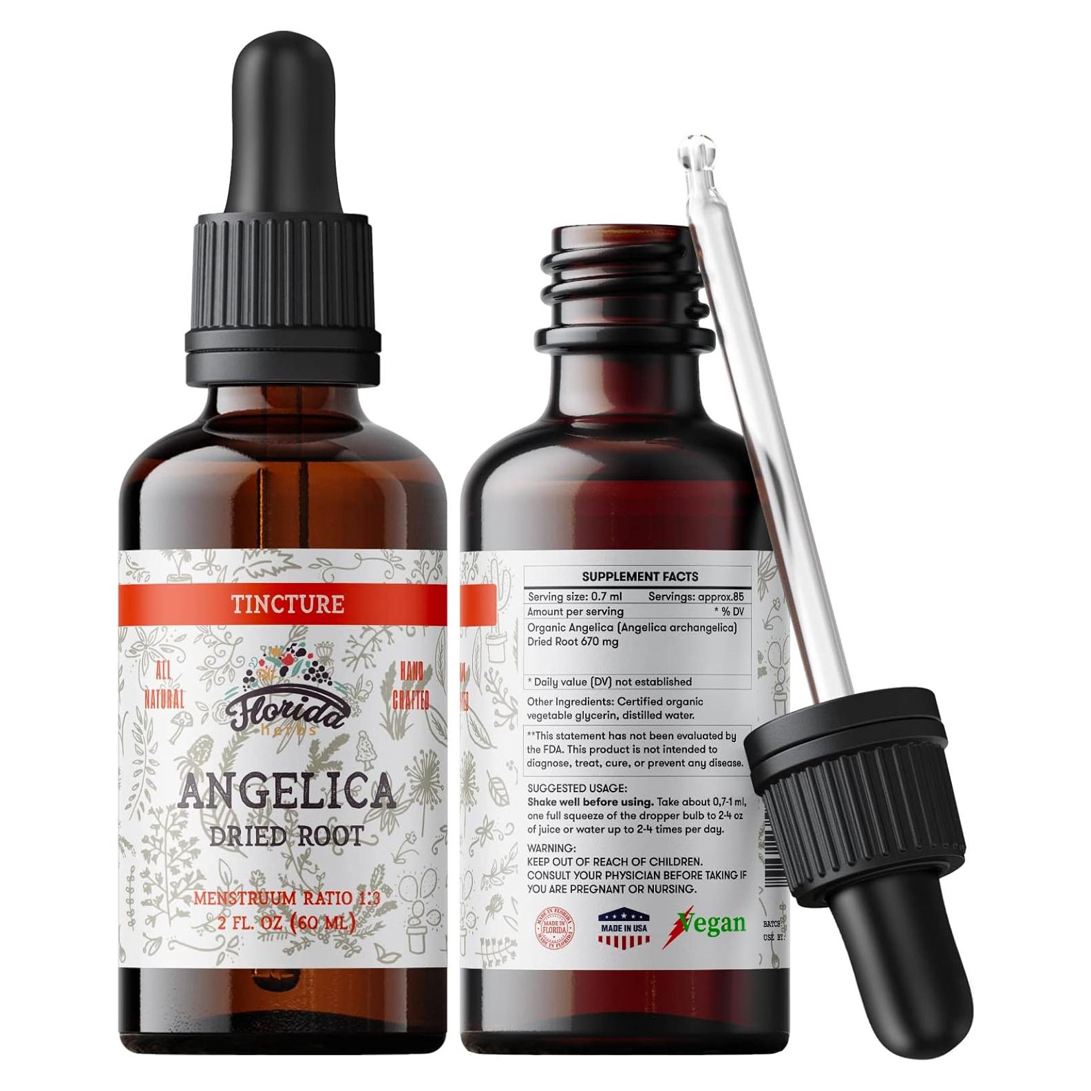 Tintura de Angélica Orgánica Florida Herbs 60 ml Suplemento Herbal