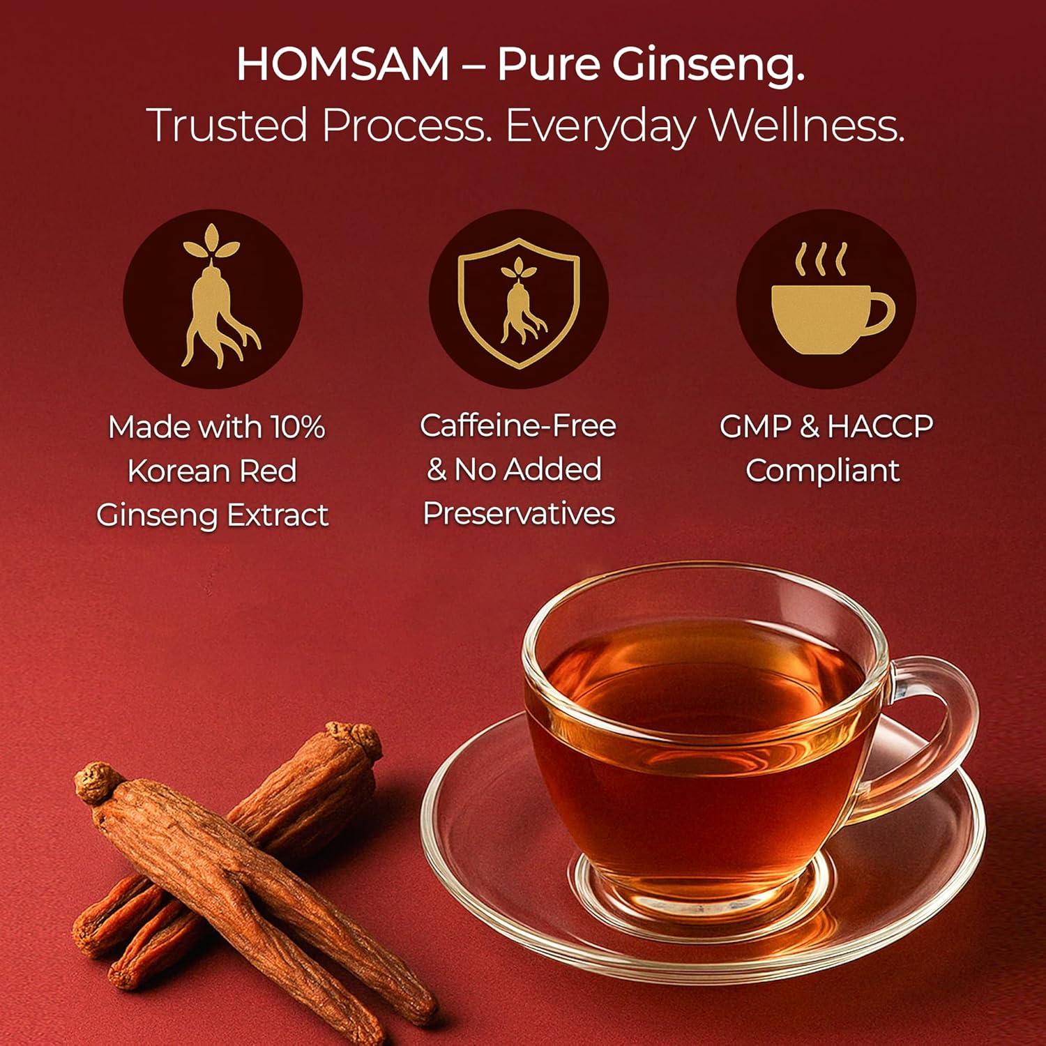 Té Instantáneo de Ginseng Rojo Panax Coreano SAMSIDAE - 50 Bolsas - Sabor Suave