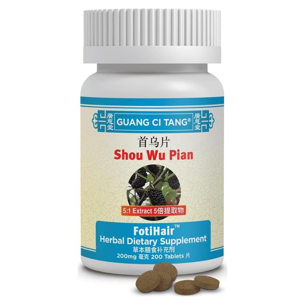 Tabletas FotiHair Shou Wu Pian ActiveHerb - 200 Unidades