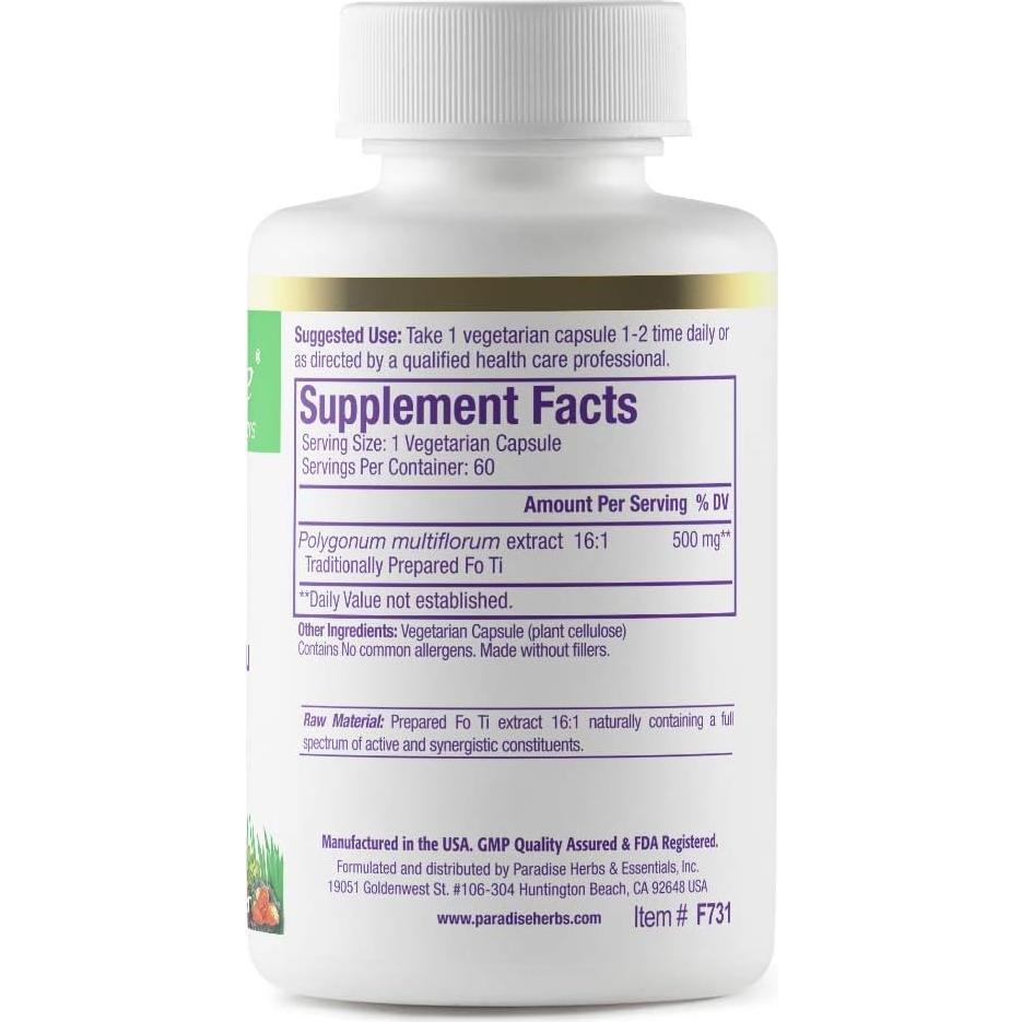 Extracto de raíz de Fo-Ti He Shou Wu Paradise Herbs 60 cápsulas