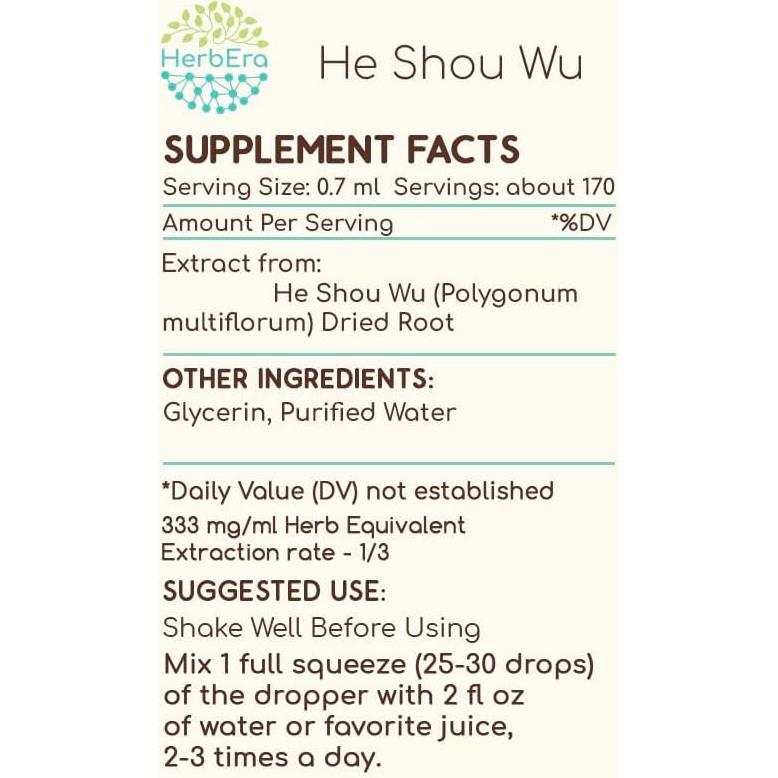 Extracto Herbal He Shou Wu 118 ml Hebera - Sin Alcohol, Natural