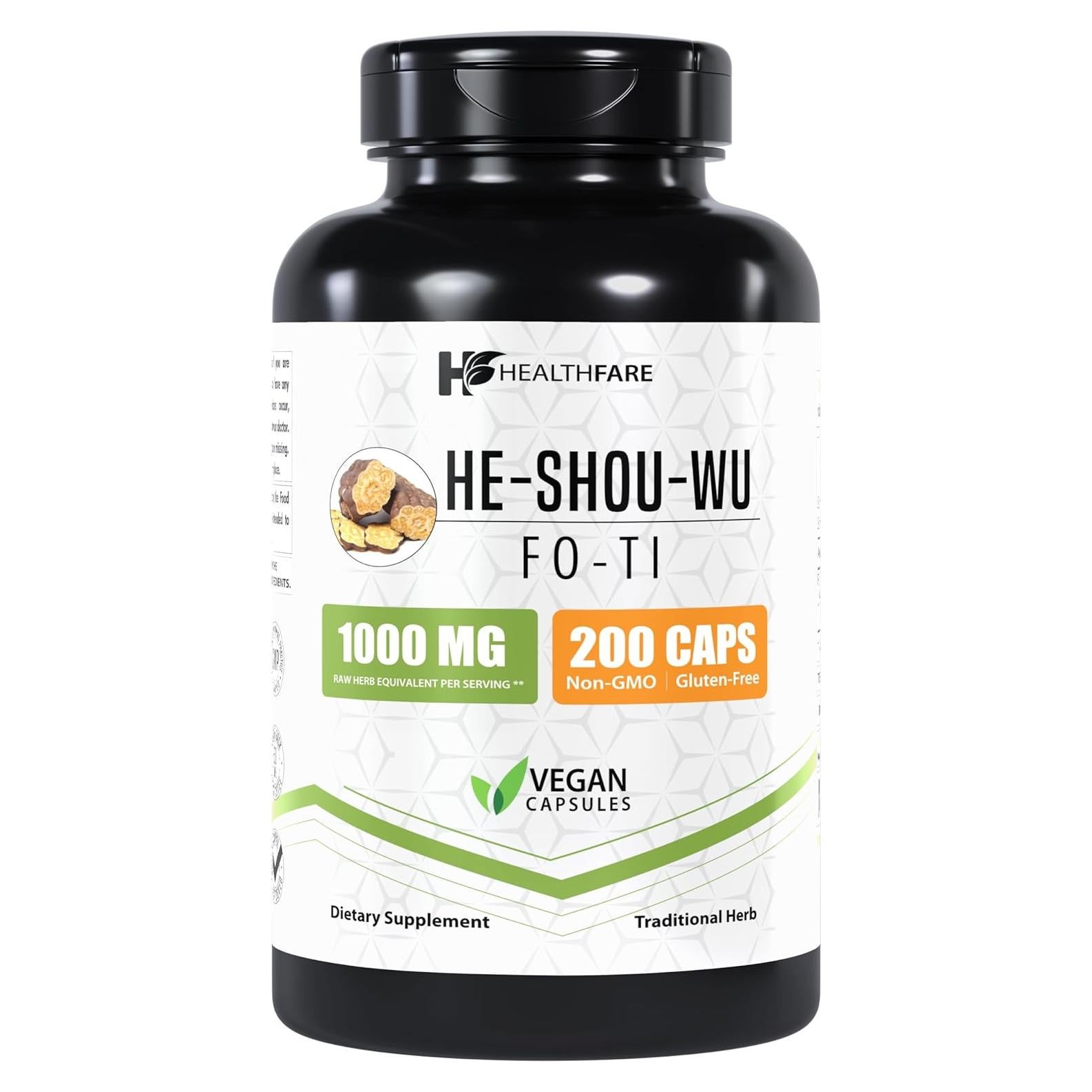 Fo-Ti He Shou Wu 1000mg - 200 Cápsulas Veganas HealthFare