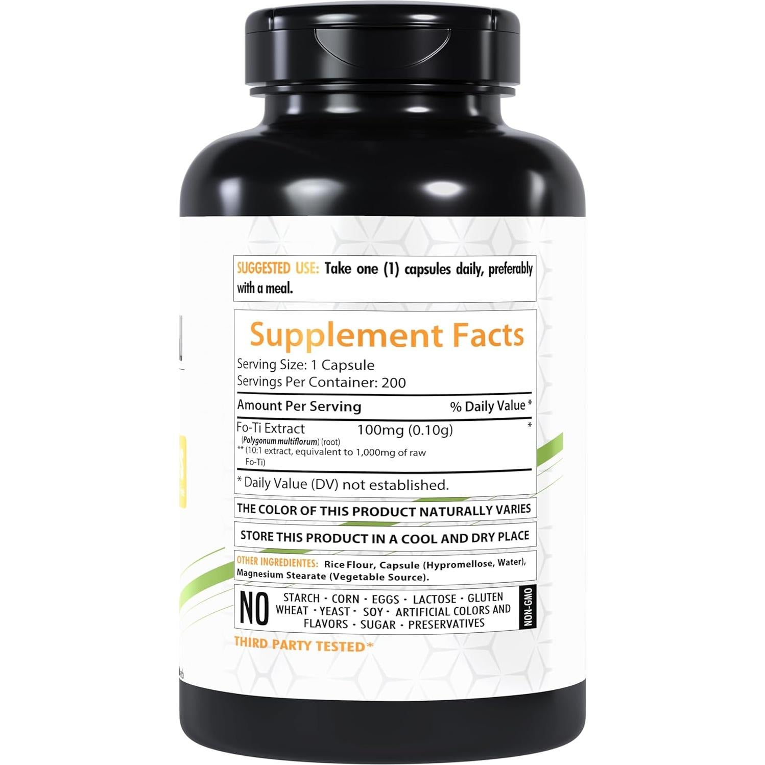 Fo-Ti He Shou Wu 1000mg - 200 Cápsulas Veganas HealthFare