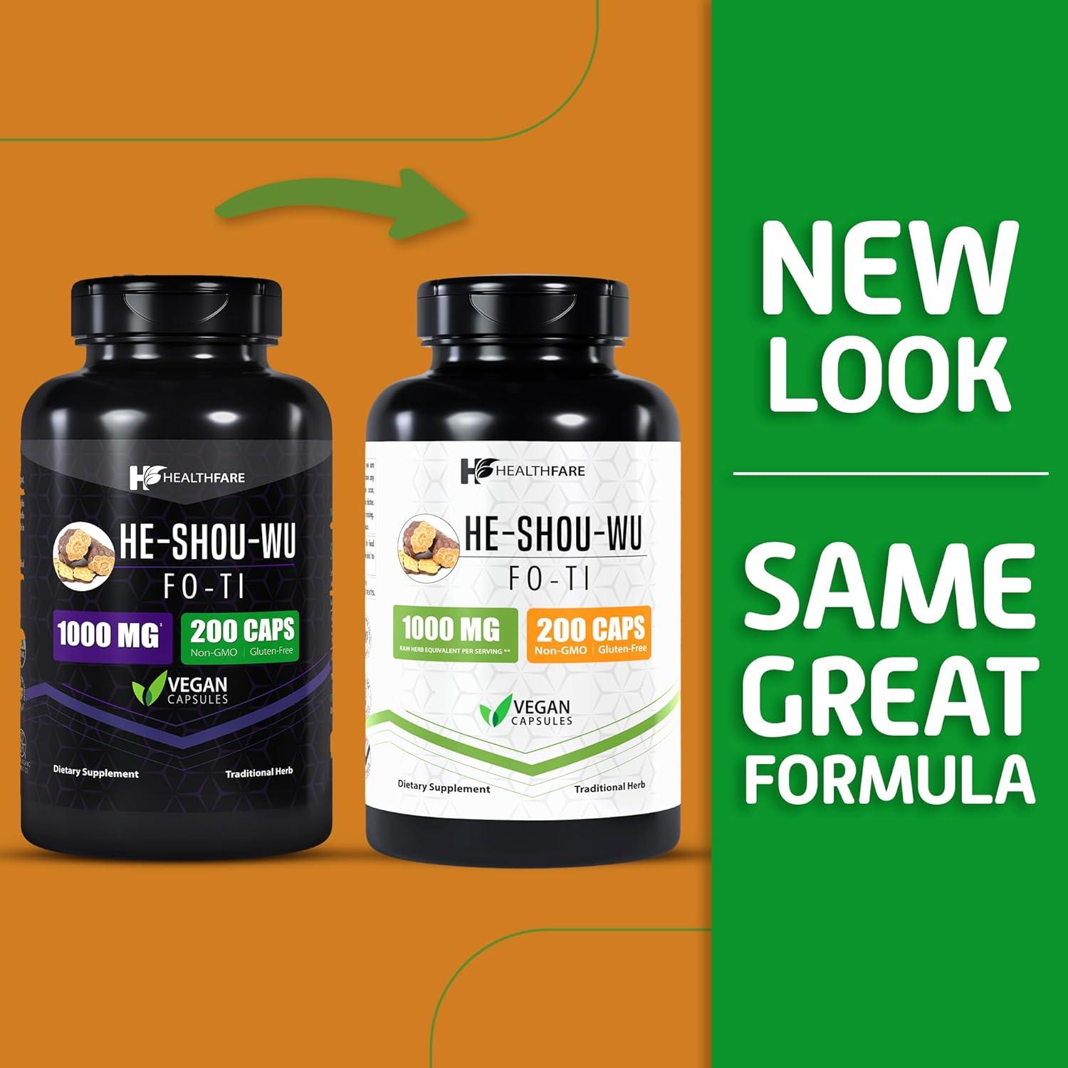 Fo-Ti He Shou Wu 1000mg - 200 Cápsulas Veganas HealthFare