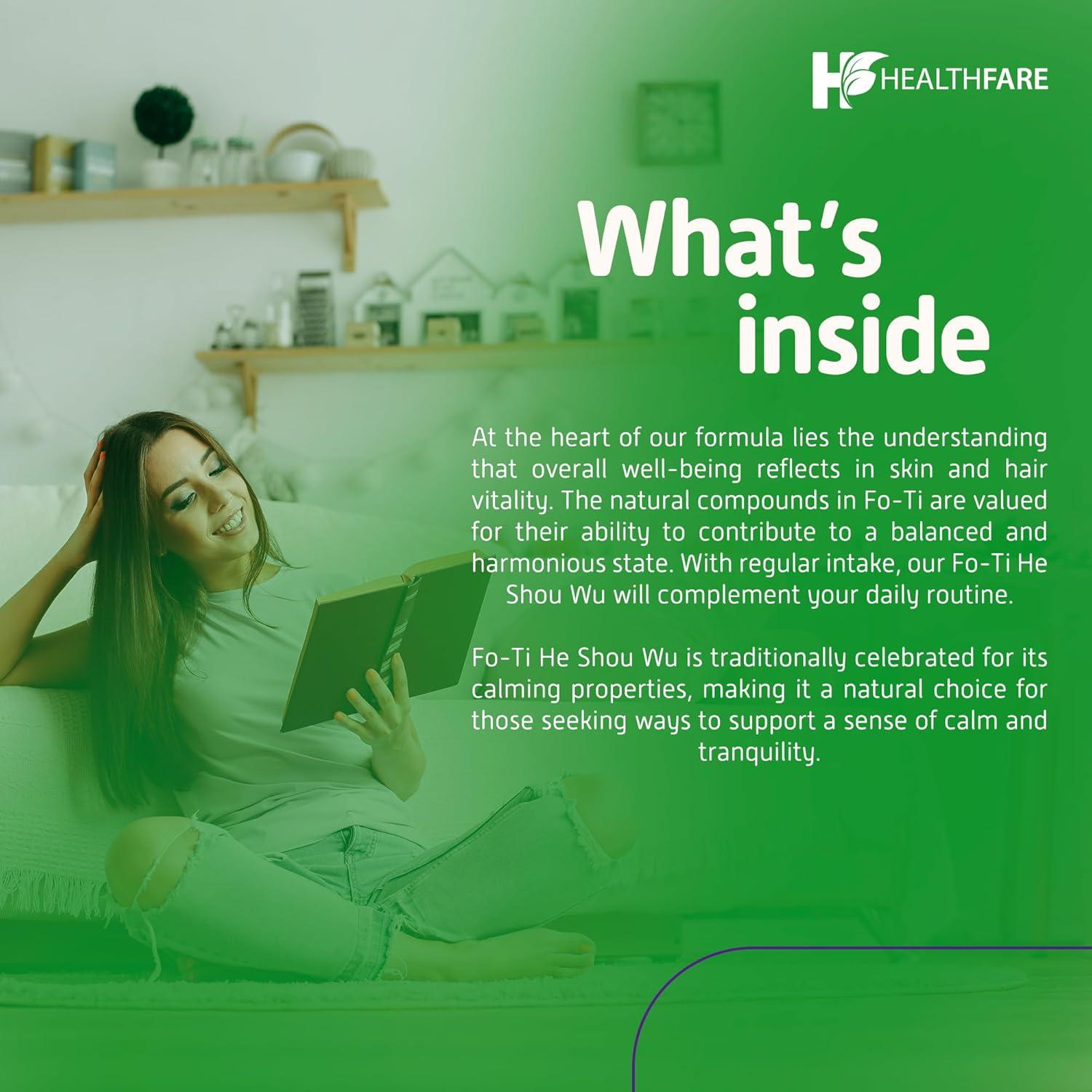 Fo-Ti He Shou Wu 1000mg - 200 Cápsulas Veganas HealthFare