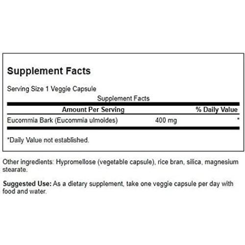 Corteza de Eucommia 400 mg Swanson 60 Cápsulas Veganas