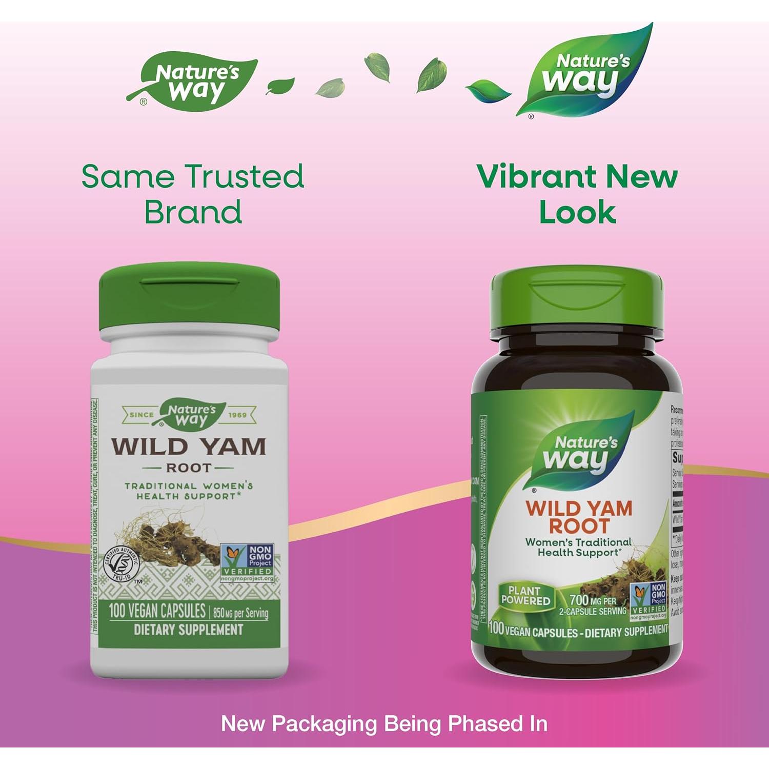 Raíz de Ñame Silvestre Nature's Way 700 mg 100 Cápsulas Veganas