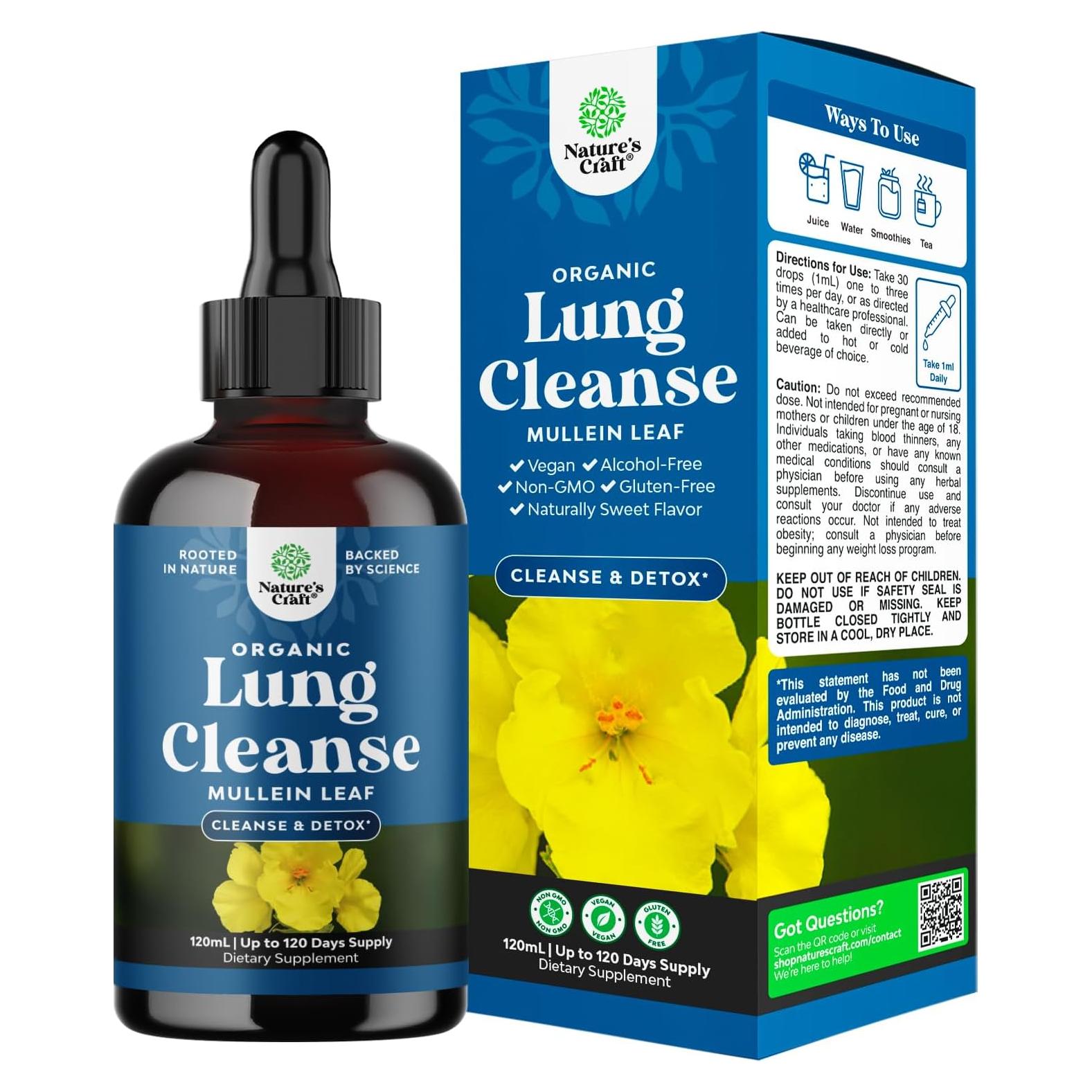 Gotas de Mullein Orgánico USDA 120ml - Desintoxicación Pulmonar