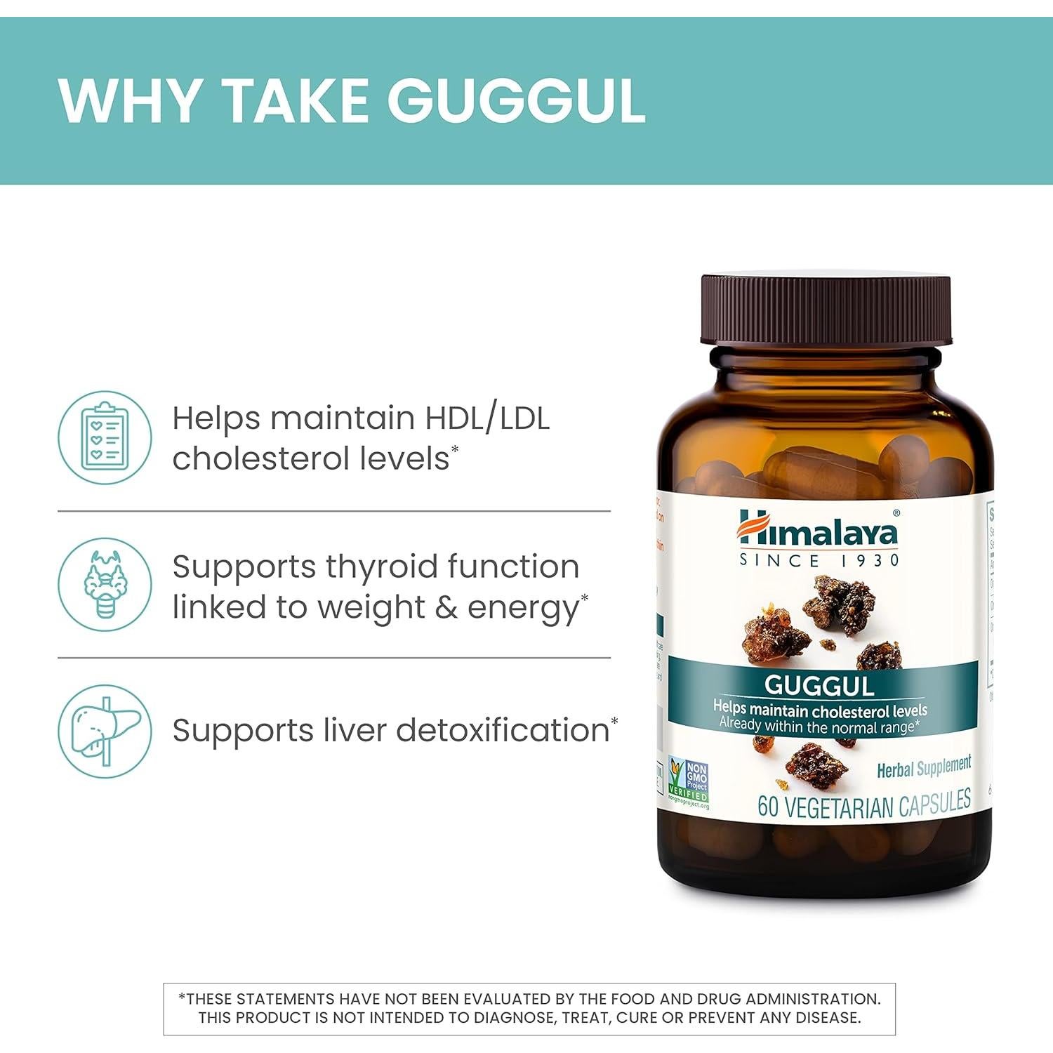 Himalaya Guggul 750 mg - Suplemento de Colesterol 60 Cápsulas