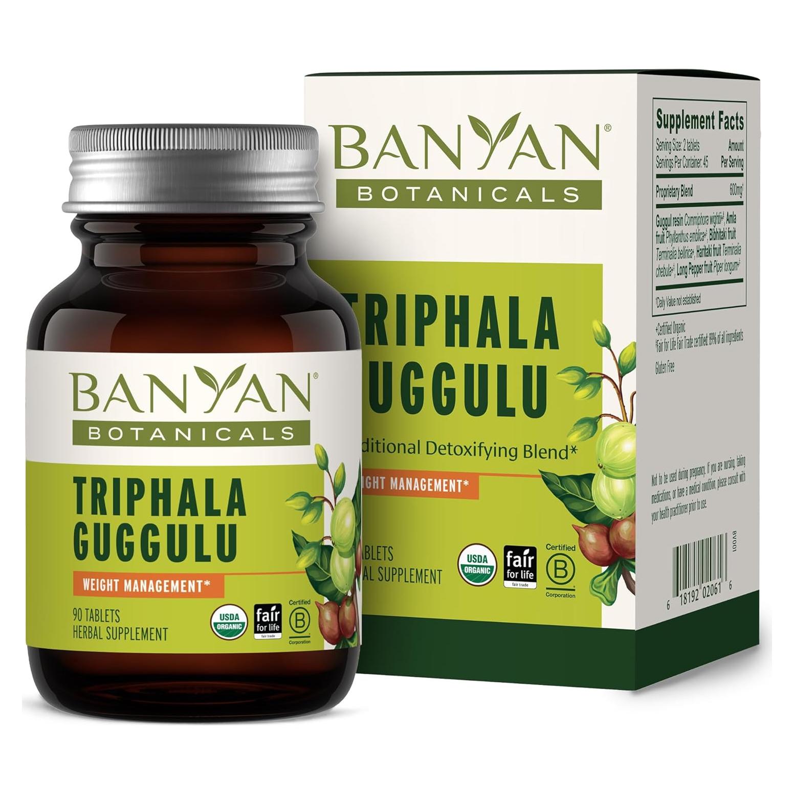 Suplemento Digestivo Orgánico Triphala Guggulu Banyan 90 Tabletas