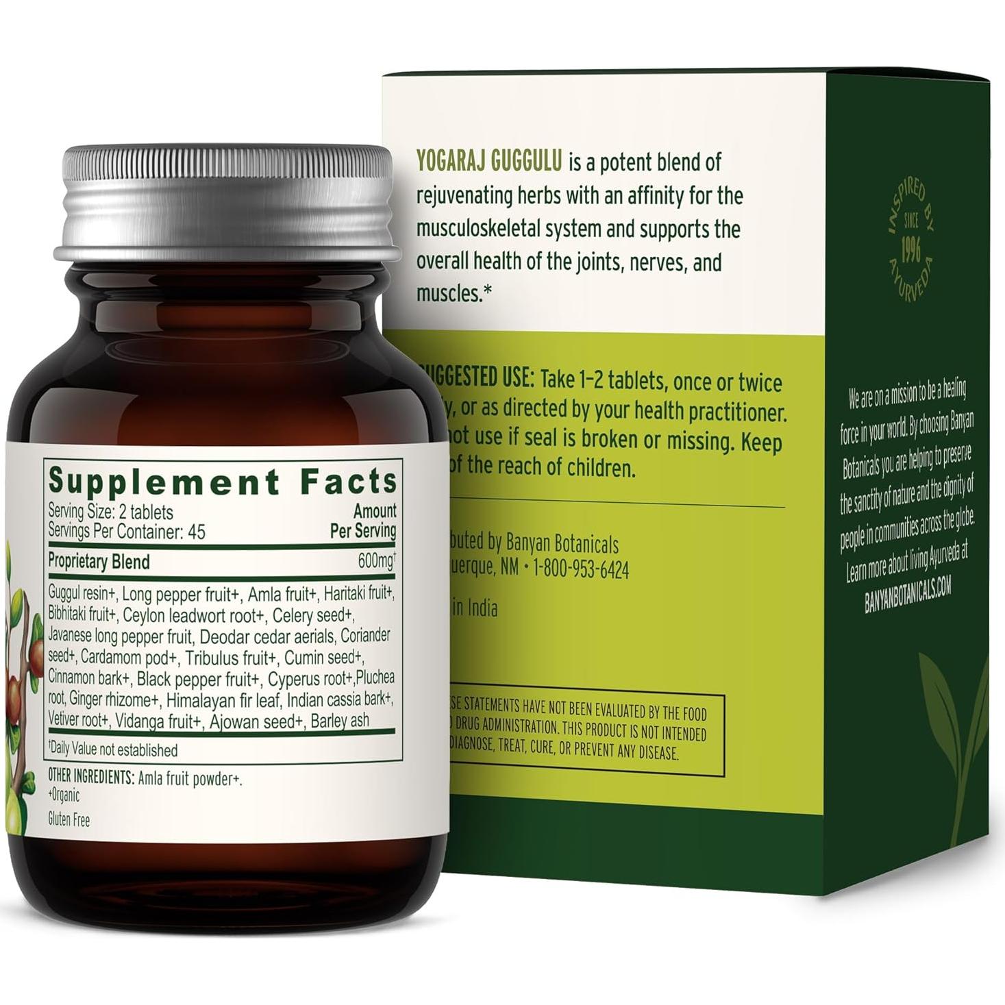 Suplemento Orgánico Banyan Botanicals Yogaraj Guggulu 90 Tabletas