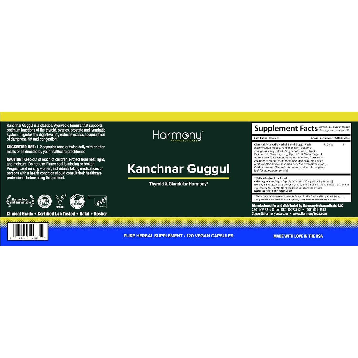 Kanchnar Guggul 120 Cápsulas Veganas - Harmony Nutraceuticals