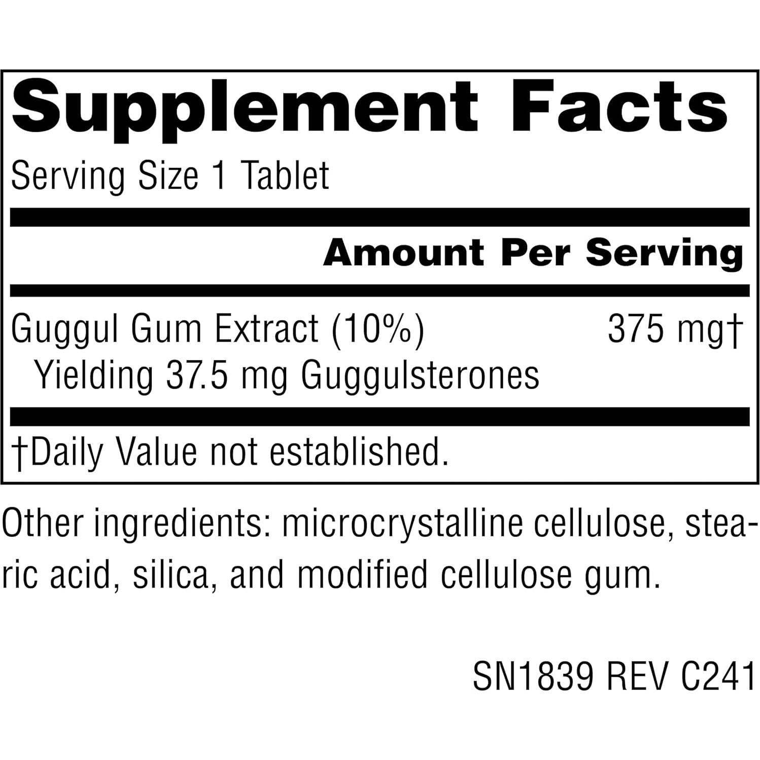Guggulsterones Source Naturals 37.5mg 60 Tabletas para Colesterol