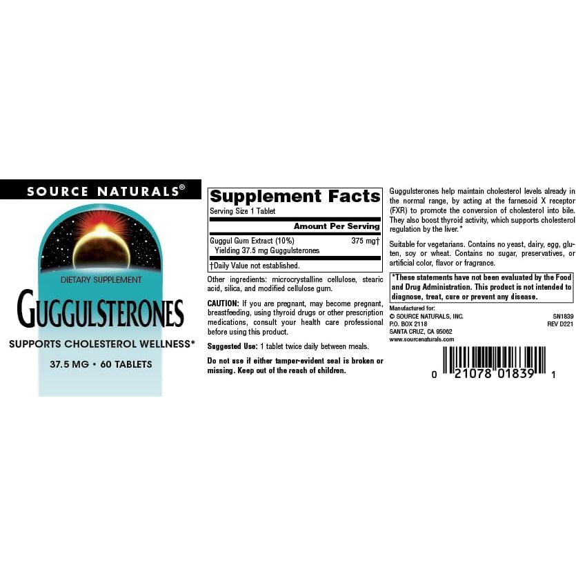 Guggulsterones Source Naturals 37.5mg 60 Tabletas para Colesterol