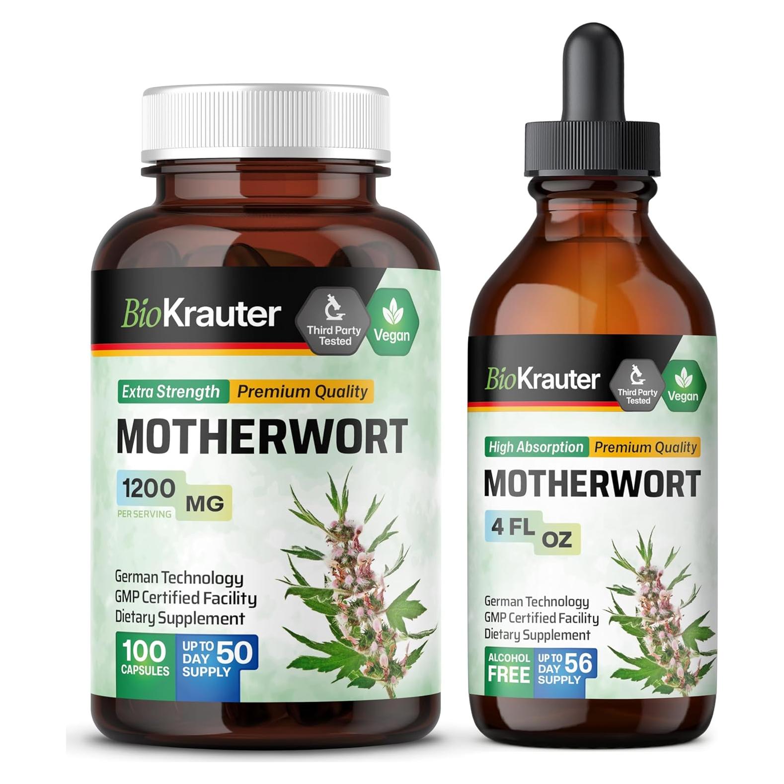 Cápsulas y Tintura de Hierba de la Madre BioKrauter 100 Unidades