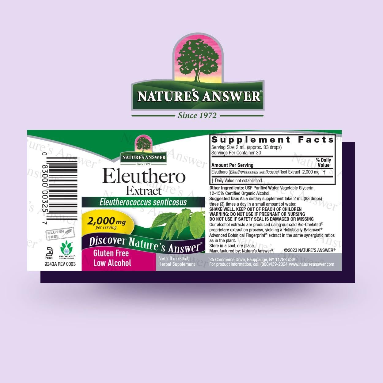 Extracto de Raíz de Eleuthero Nature's Answer 2000mg 60ml
