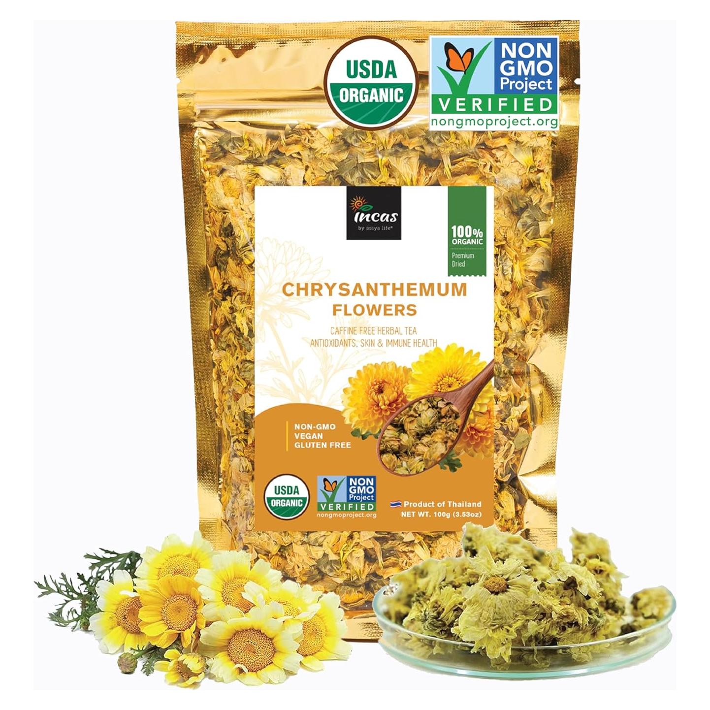 Té de Crisantemo Orgánico Incas 100 g Sin Cafeína y Sin Gluten