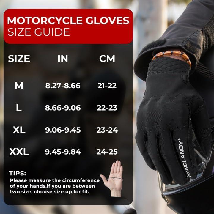 Guantes de Moto HANDLANDY Unisex Táctiles y Transpirables
