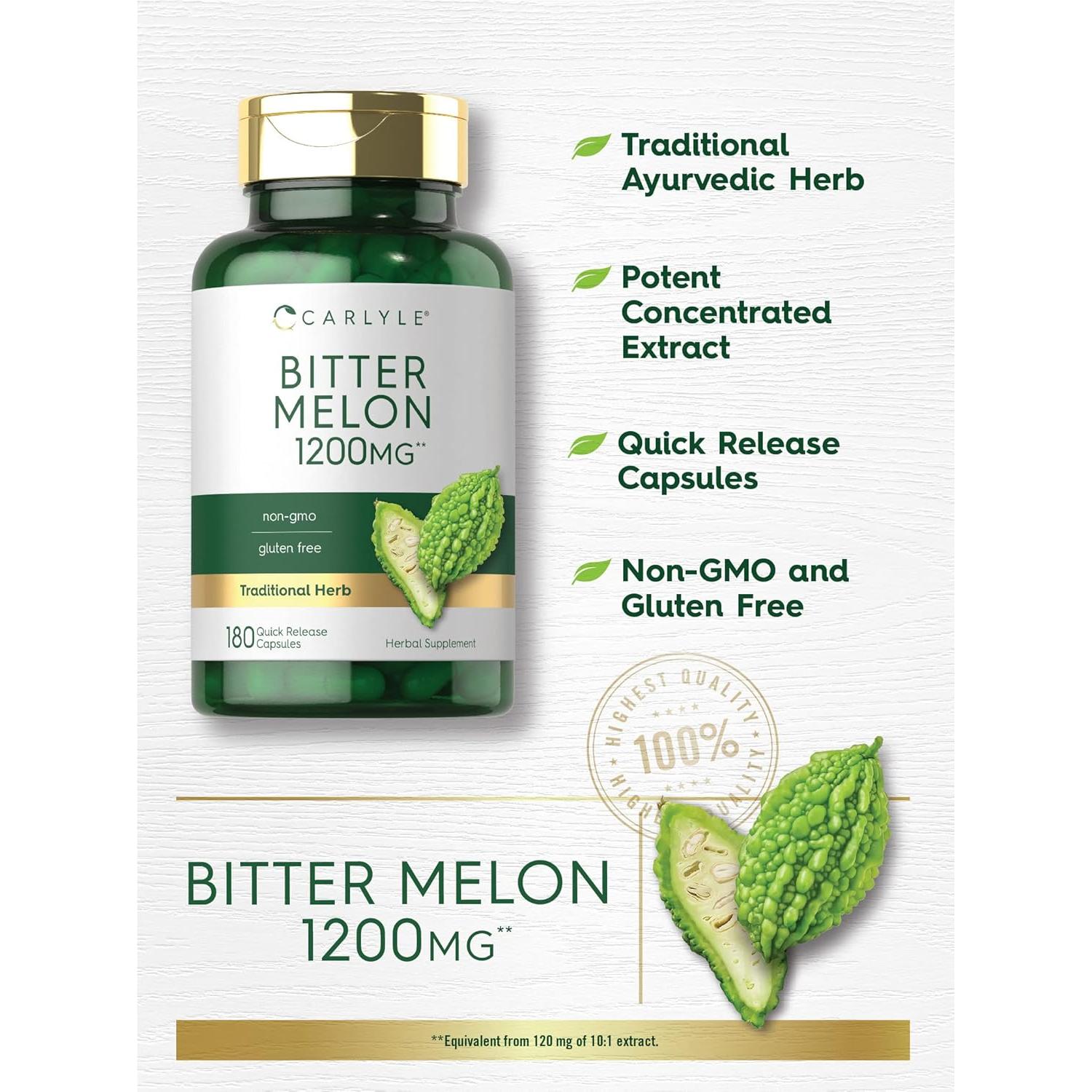 Cápsulas de Melón Amargo Carlyle 1200 mg - 180 Unidades