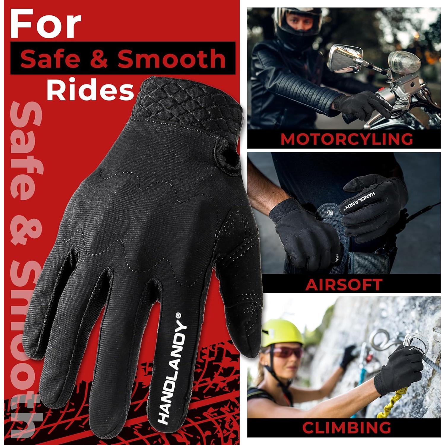 Guantes de Moto HANDLANDY Unisex Táctiles y Transpirables