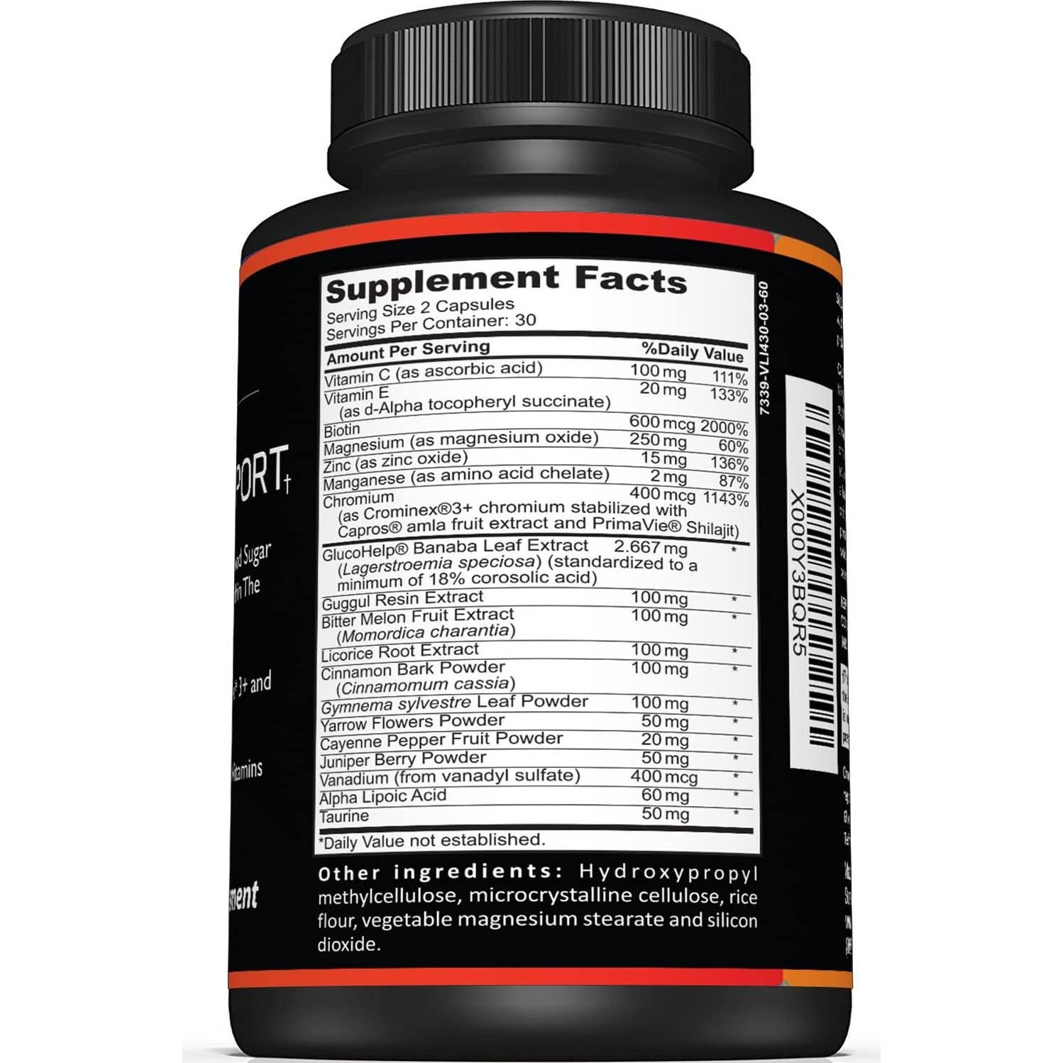 Suplemento de Soporte de Azúcar en Sangre Sunergetic - 60 Cápsulas