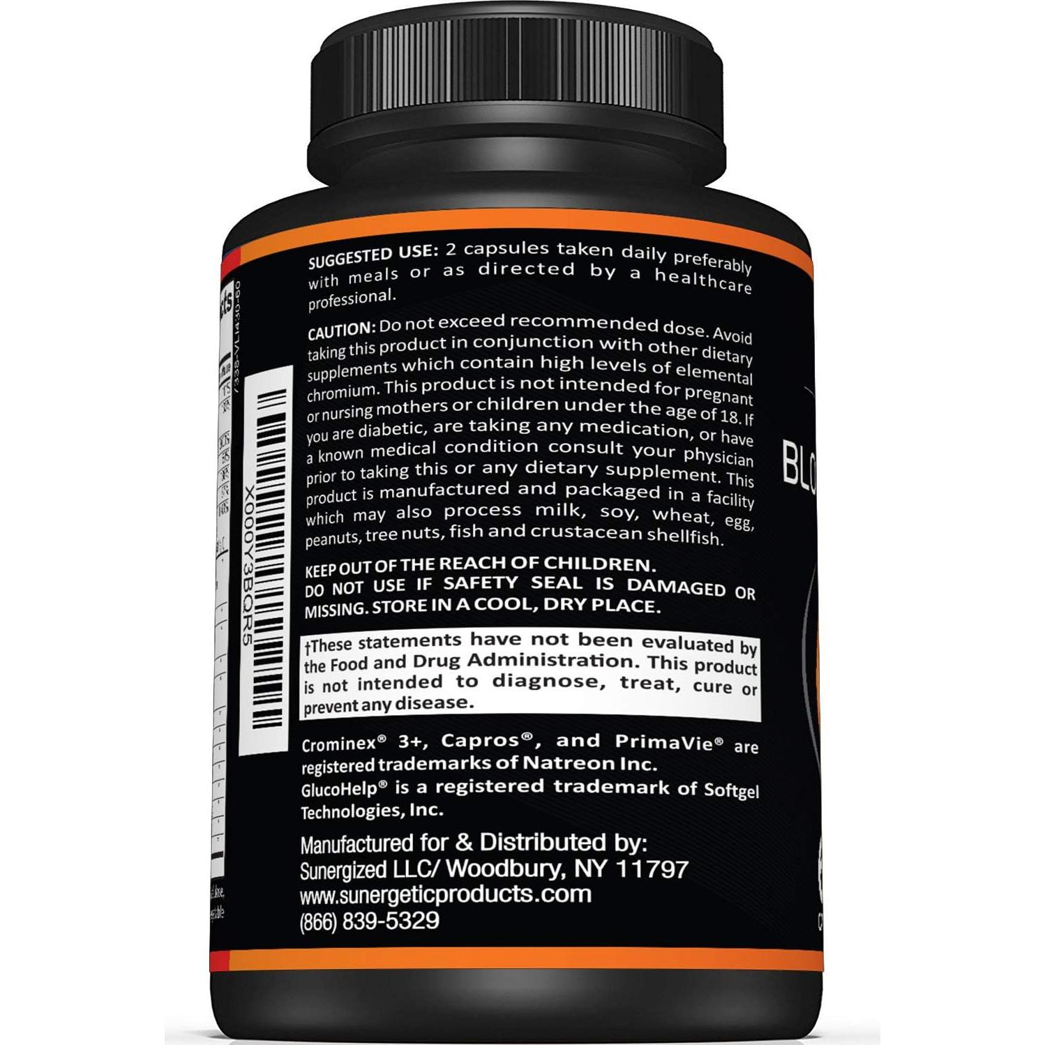 Suplemento de Soporte de Azúcar en Sangre Sunergetic - 60 Cápsulas