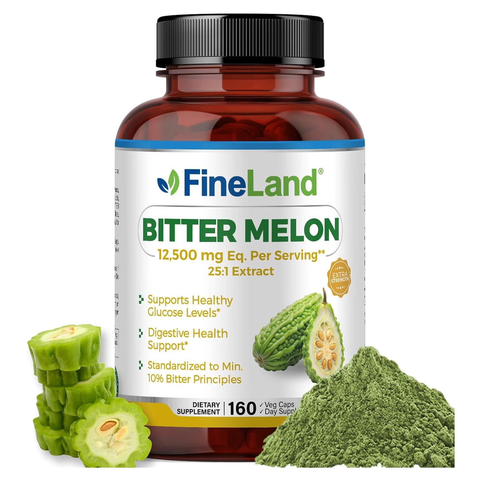 Extracto de Melón Amargo FineLand 12,500mg 160 Cápsulas Veganas