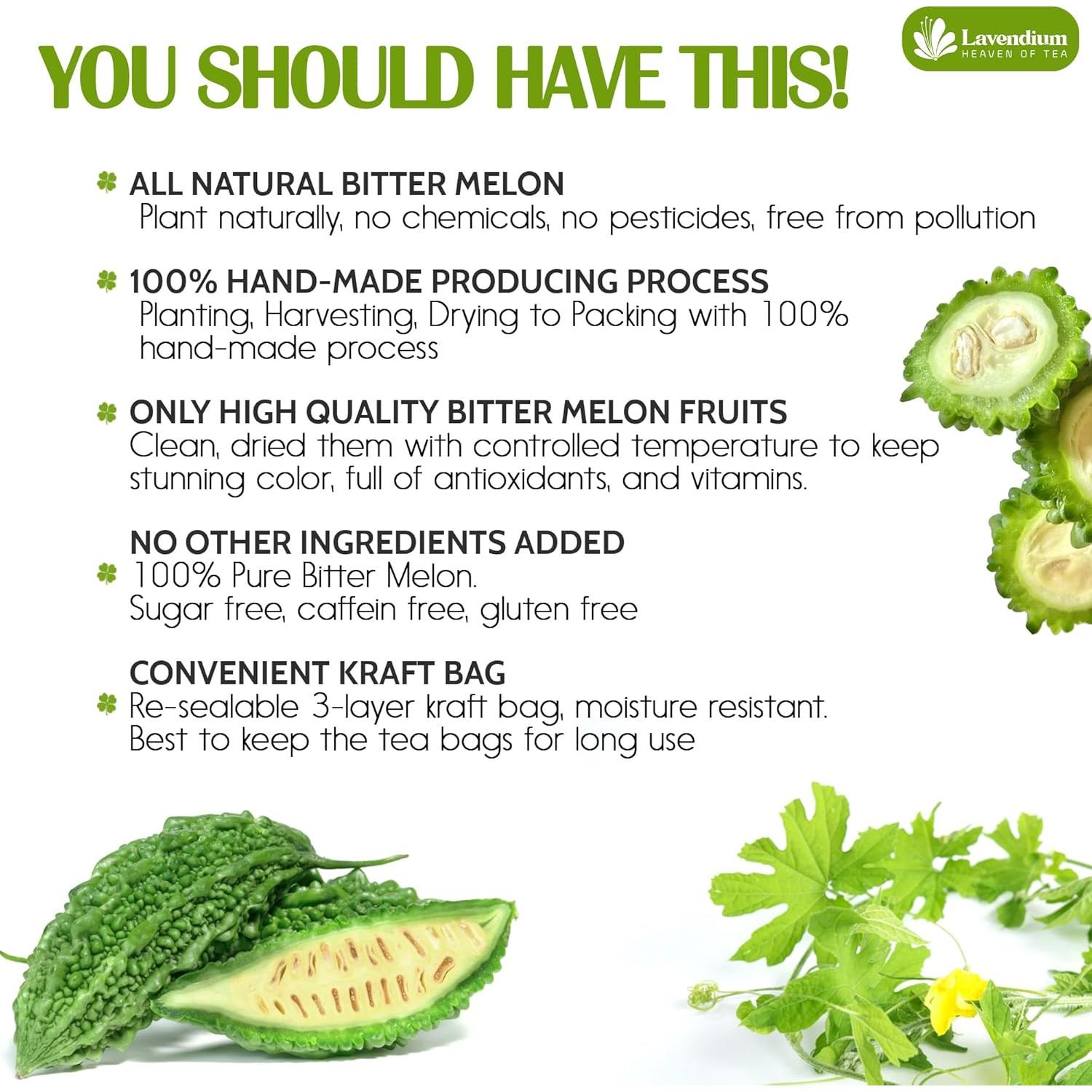 Té de Melón Amargo Lavendium - 60 Bolsitas 100% Natural