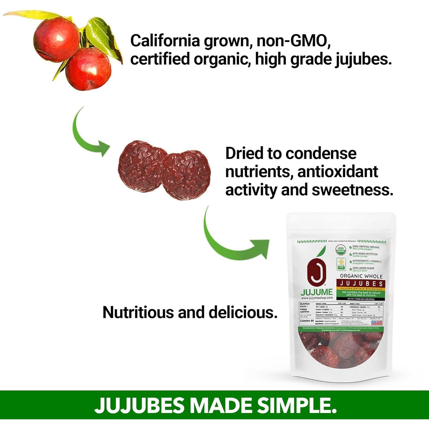 Jujubes Rojos Orgánicos JUJUME 170g - Superalimento Saludable