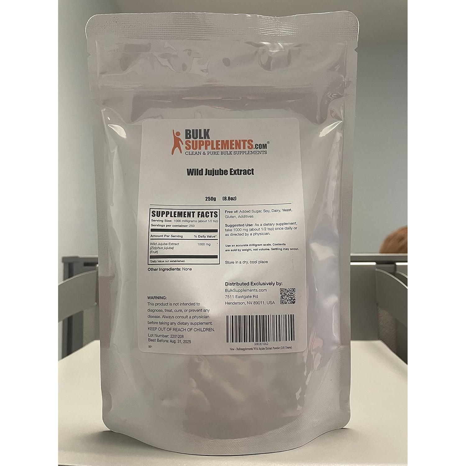 Polvo de Extracto de Jujube Silvestre BulkSupplements 250g Suplemento Herbal